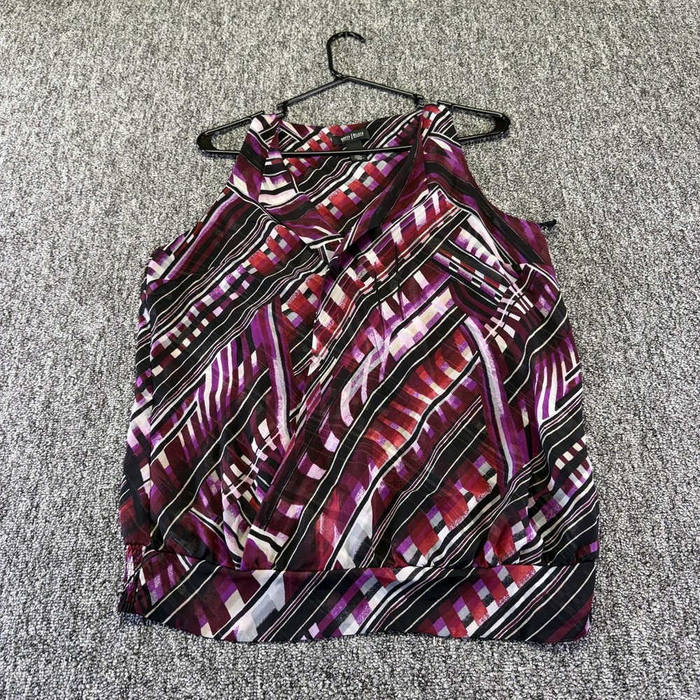 White House Black Market Surplice Blouse Womens M Multicolor Striped Sleeveless